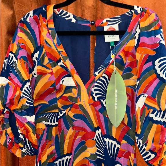 FARM Rio Multicolor V-Neck Maxi Dress with Bold Tropical Print - Picture 3 of 7